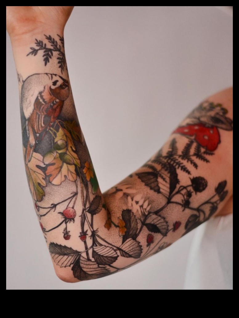 החי והצומח של הטבע מקשטים קעקועים יפניים 3 הקנבס של הטבע: החי והצומח מוחי בקעקועים יפניים