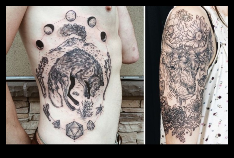 החי והצומח של הטבע מקשטים קעקועים יפניים 2 הקנבס של הטבע: החי והצומח מוחי בקעקועים יפניים